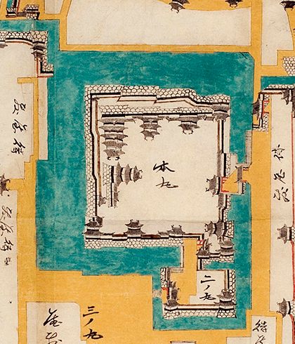 安芸国広島城図（当館蔵）より 本丸と二の丸
